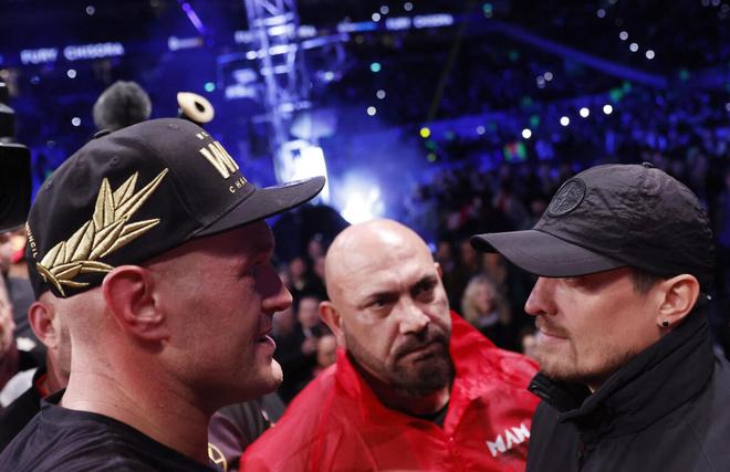 Fury taunted Usyk, who was ringside for the fight at London’s Tottenham Hotspur stadium, and challenged him to get the fight on.